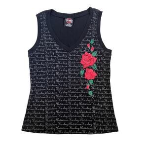 Harley Davidson Women's Black Rose Tank Top Large